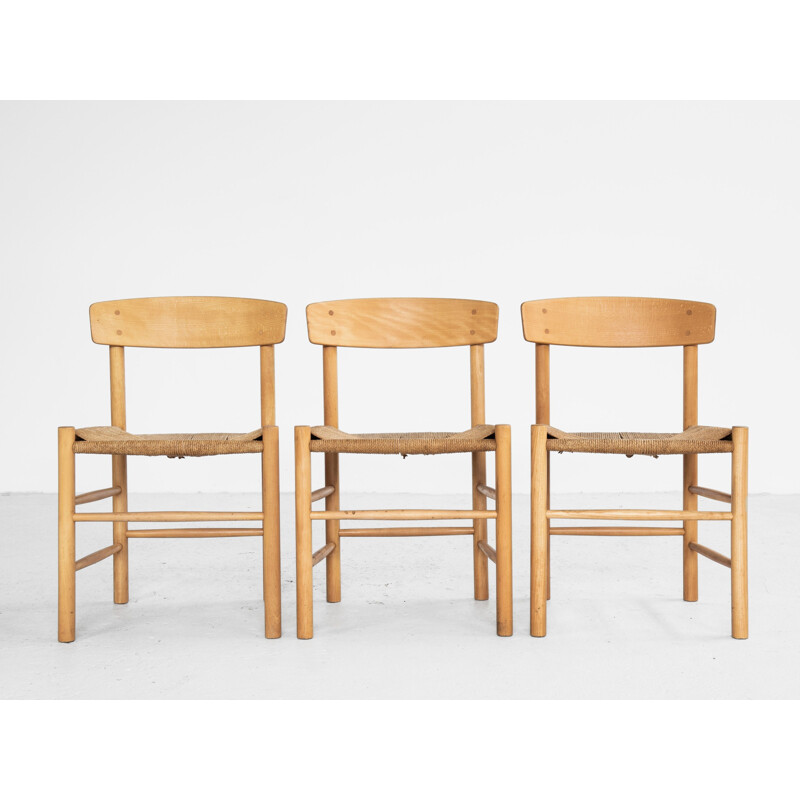 Vintage J39 chair in beech and paper cord by Børge Mogensen for FDB 1960s