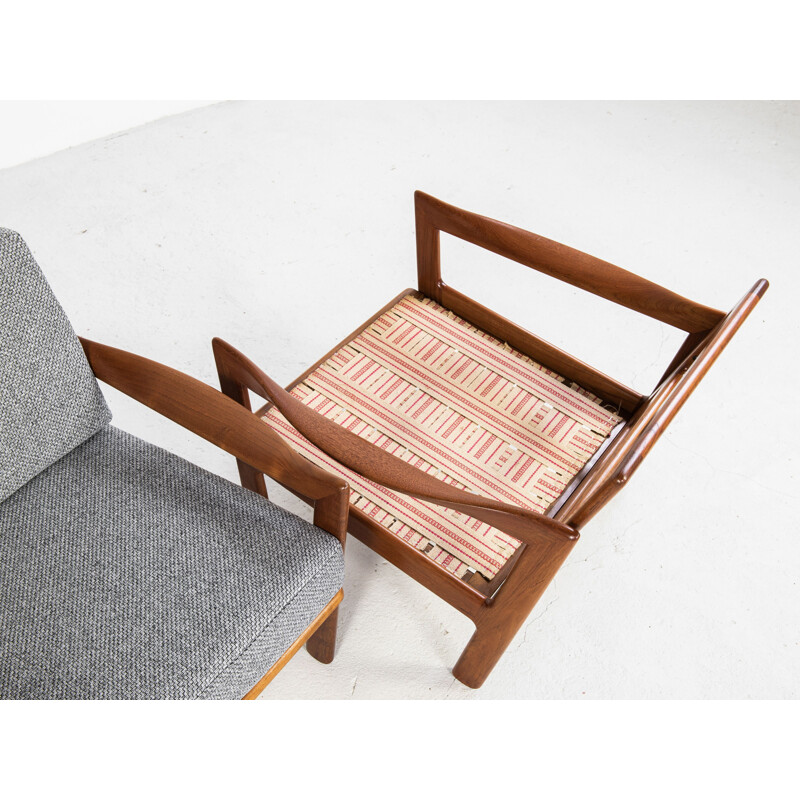 Midcentury pair of easy chairs in teak by Illum Wikkelsø for Eilersen Danish 1960s