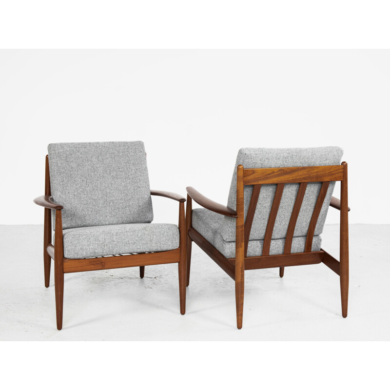 Midcentury pair of easy chairs in teak by Grete Jalk for France & Søn Danish 1960s