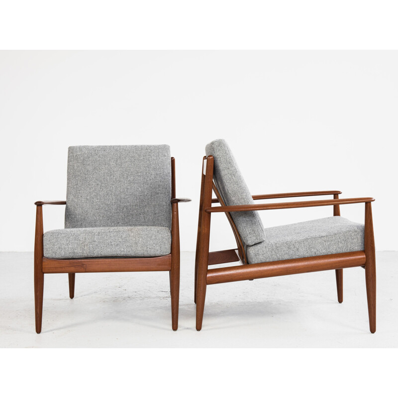Midcentury pair of easy chairs in teak by Grete Jalk for France & Søn Danish 1960s