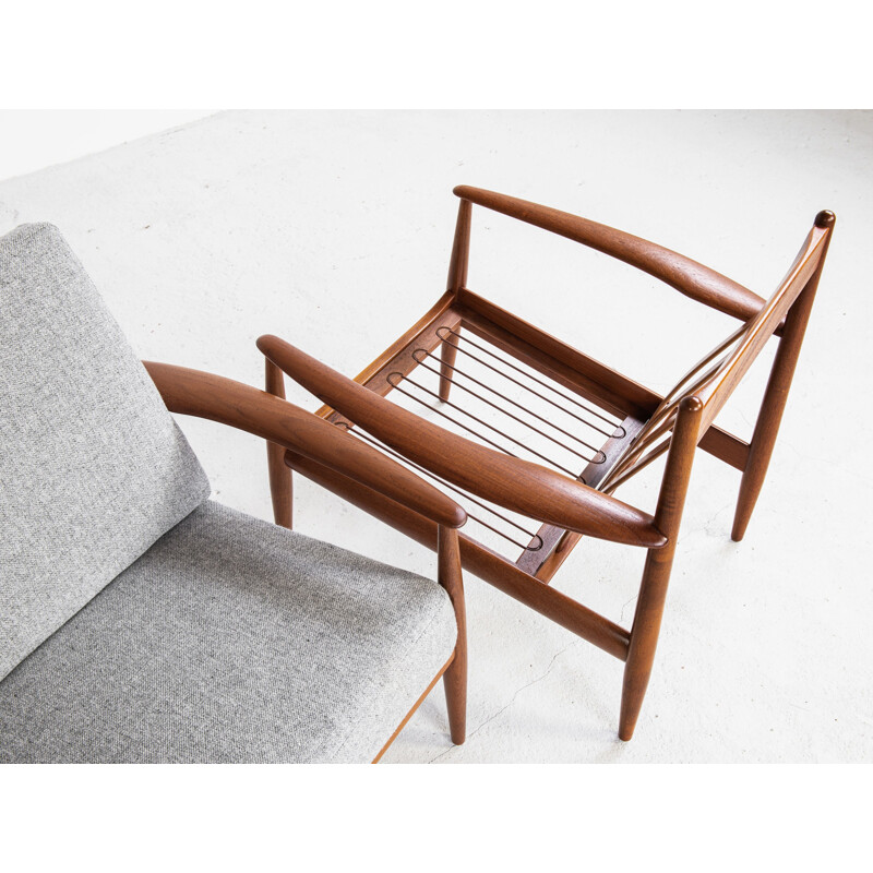 Midcentury pair of easy chairs in teak by Grete Jalk for France & Søn Danish 1960s