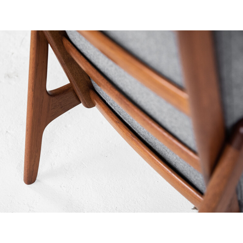 Midcentury easy chair and ottoman in teak by Ole Wanscher for France & Søn Danish 1960s