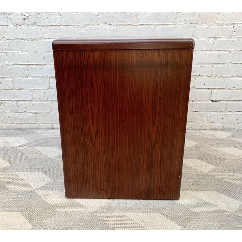 Vintage Small Rosewood Filing Cabinet under Desk Storage