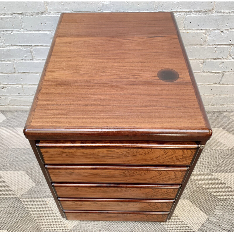 Vintage Small Rosewood Filing Cabinet under Desk Storage