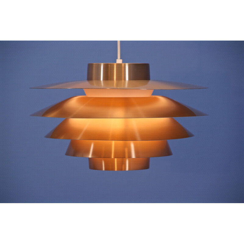 Vintage hanging lamp 'Verona' in coppper by Sven Middelboe for Nordisk Solar Danish 1970s