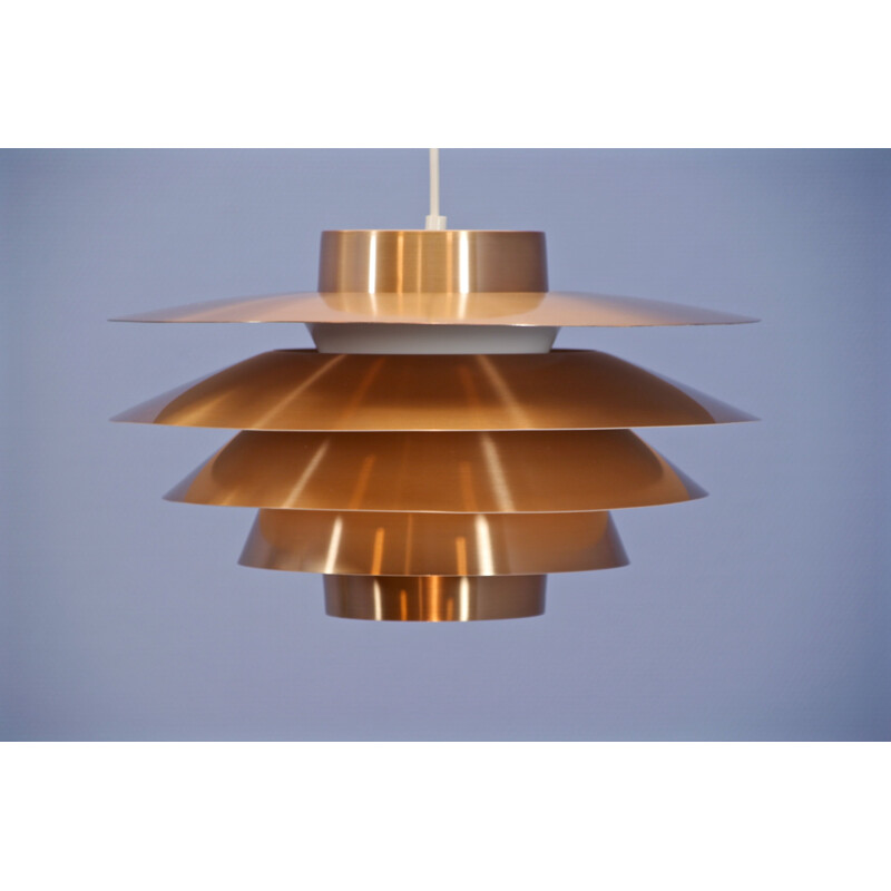 Vintage hanging lamp 'Verona' in coppper by Sven Middelboe for Nordisk Solar Danish 1970s