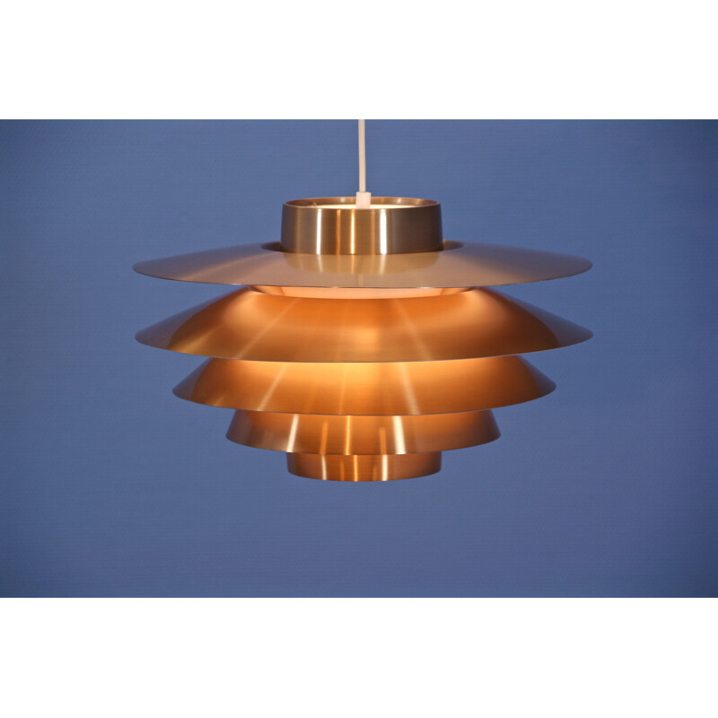 Vintage hanging lamp 'Verona' in coppper by Sven Middelboe for Nordisk Solar Danish 1970s