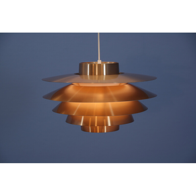 Vintage hanging lamp 'Verona' in coppper by Sven Middelboe for Nordisk Solar Danish 1970s