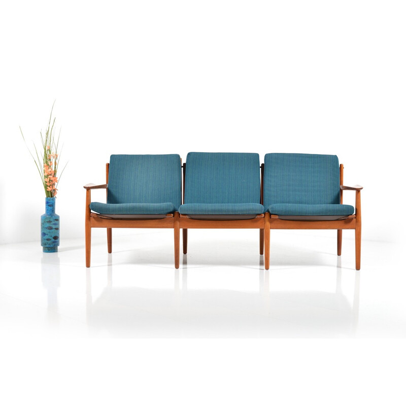 Glostrup mid-century three-seater sofa in teak, Grete JALK - 1960s