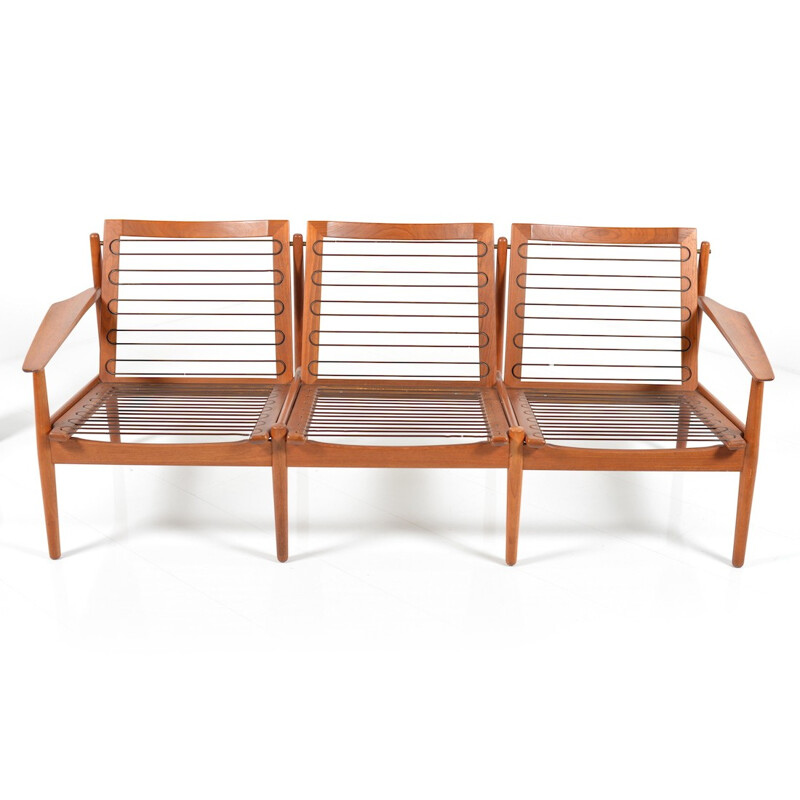 Glostrup mid-century three-seater sofa in teak, Grete JALK - 1960s