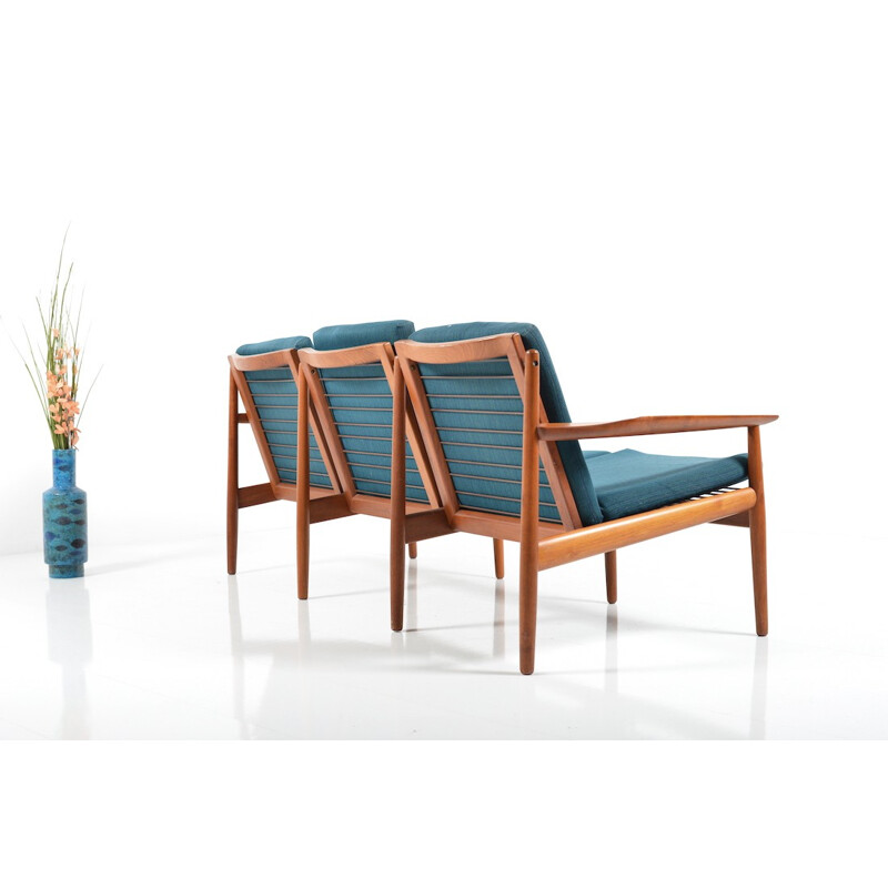 Glostrup mid-century three-seater sofa in teak, Grete JALK - 1960s