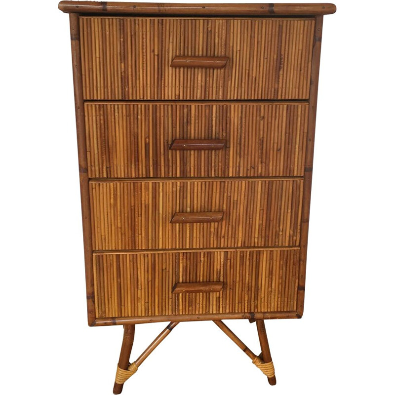 Vintage Bamboo chest of drawers Audoux & Minet 1960s