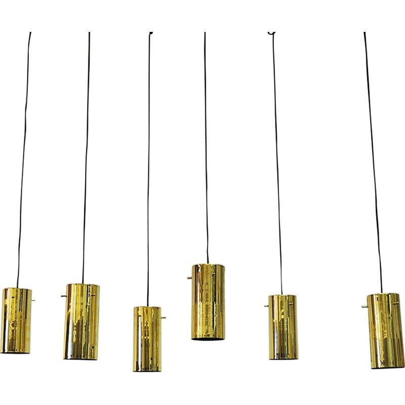 Pair of vintage Brass Cylinder shaped ceiling pendant by Hans Agne Jakobsson Sweden 1960s