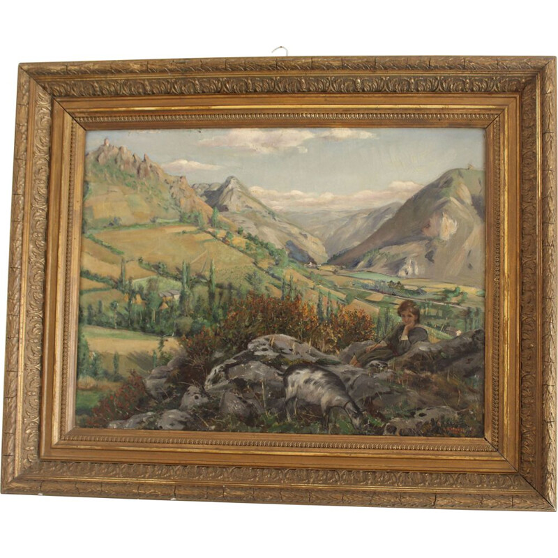 Vintage painting "Lemarty 1918" Olio su tela , Firmato 