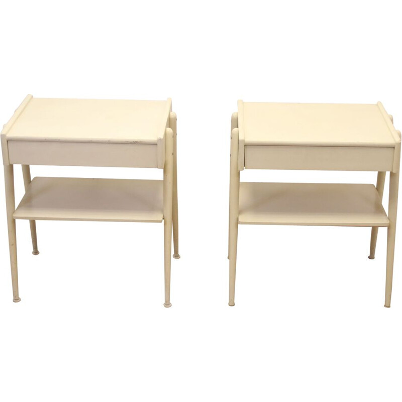 Pair of bedside tables vintage white by Carlstrom & Co Mobelfabriek, 1960s 
