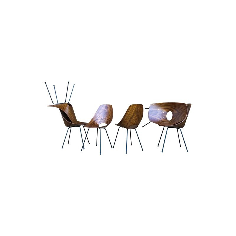 Mid-Century set of 6 Teak Medea Dining Chairs by Vittorio Nobili for Fratelli Tagliabue, 1956