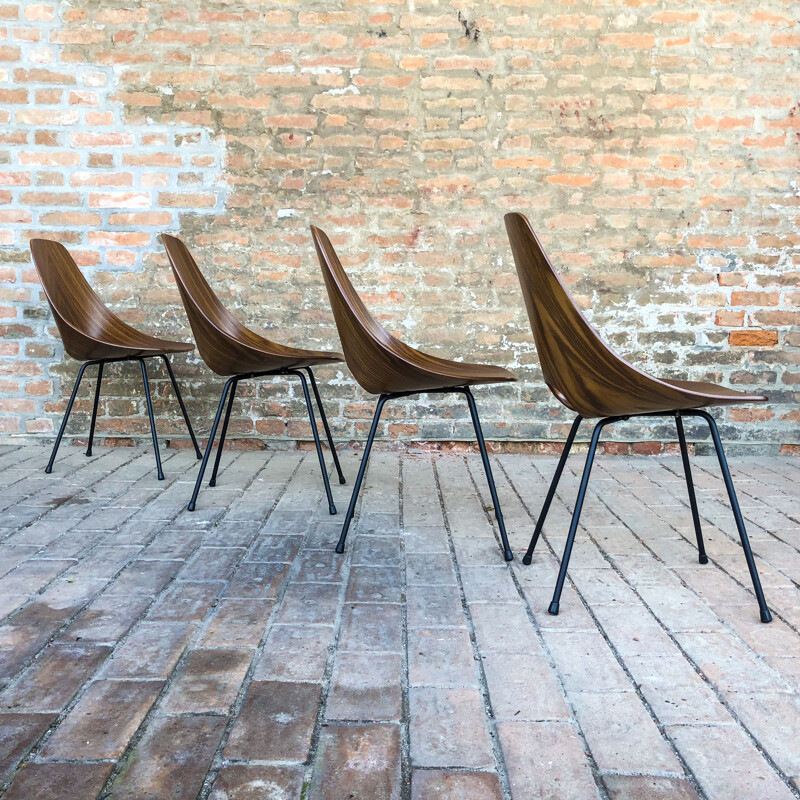 Mid-Century set of 6 Teak Medea Dining Chairs by Vittorio Nobili for Fratelli Tagliabue, 1956