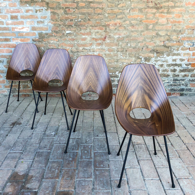 Mid-Century set of 6 Teak Medea Dining Chairs by Vittorio Nobili for Fratelli Tagliabue, 1956