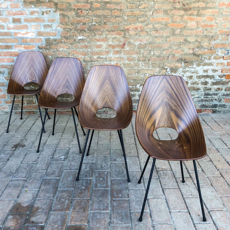 Conjunto de 6 cadeiras de teca Medea vintage de Vittorio Nobili para Fratelli Tagliabue, 1956
