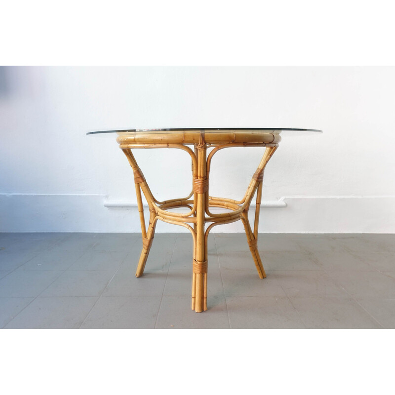 Mid-century Bamboo Dining Set, Table and 4 chairs, 1960s