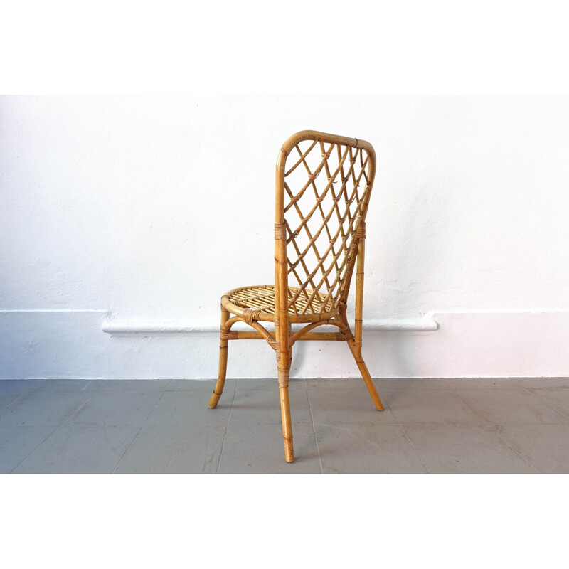 Mid-century Bamboo Dining Set, Table and 4 chairs, 1960s