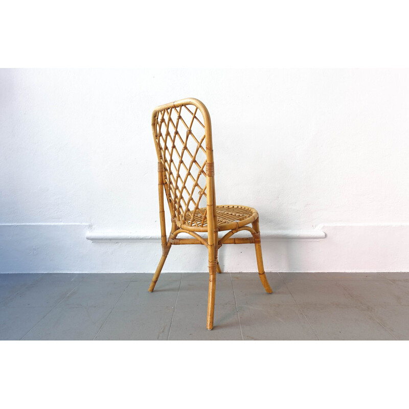 Mid-century Bamboo Dining Set, Table and 4 chairs, 1960s