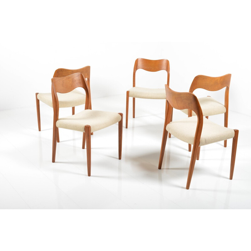 Ensemble de 5 chaises à repas J.L. Møllers Møbelfabrik en teck, Niels O.MOLLER - 1960