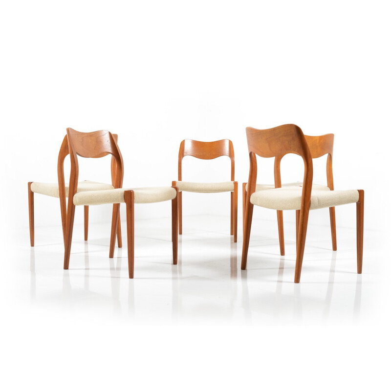 Ensemble de 5 chaises à repas J.L. Møllers Møbelfabrik en teck, Niels O.MOLLER - 1960