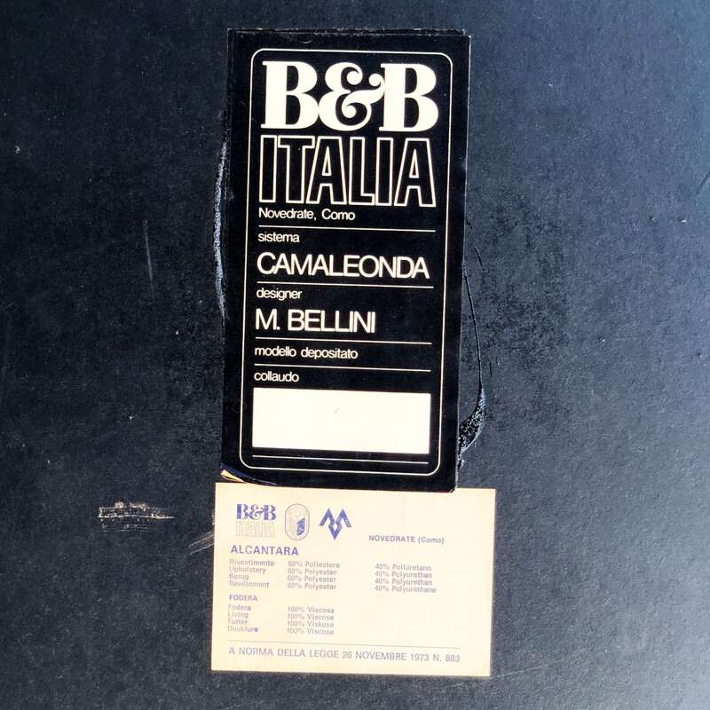 Salon modulaire vintage Camaleonda en Alcantara de Mario Bellini pour B&B Italia, 1972