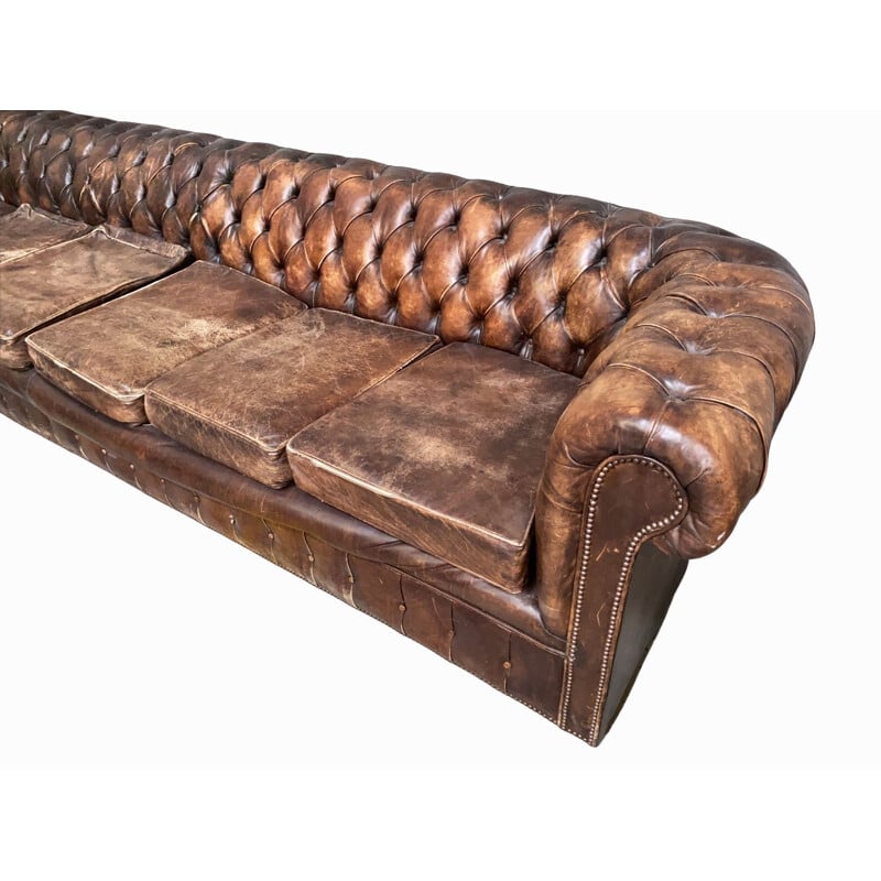 Vintage Chesterfield-Stil Sofa 6-Seated, brown 1970s