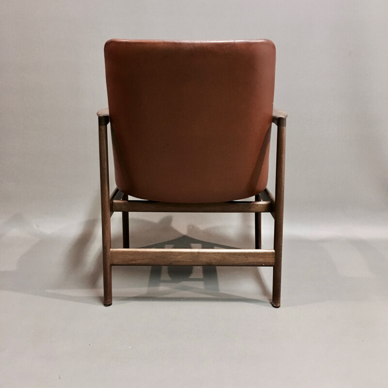 Fauteuil vintage cuir Kofod Larsen scandinave 1950