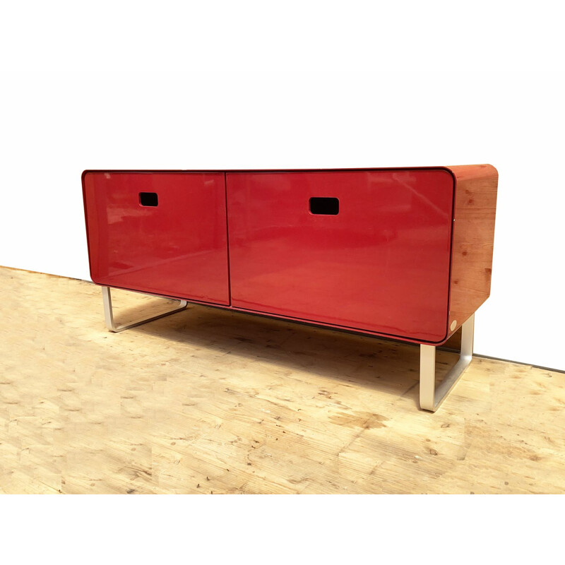 Vintage Sideboard red laquered Metal by Müller Möbelfabrikation, 1990s