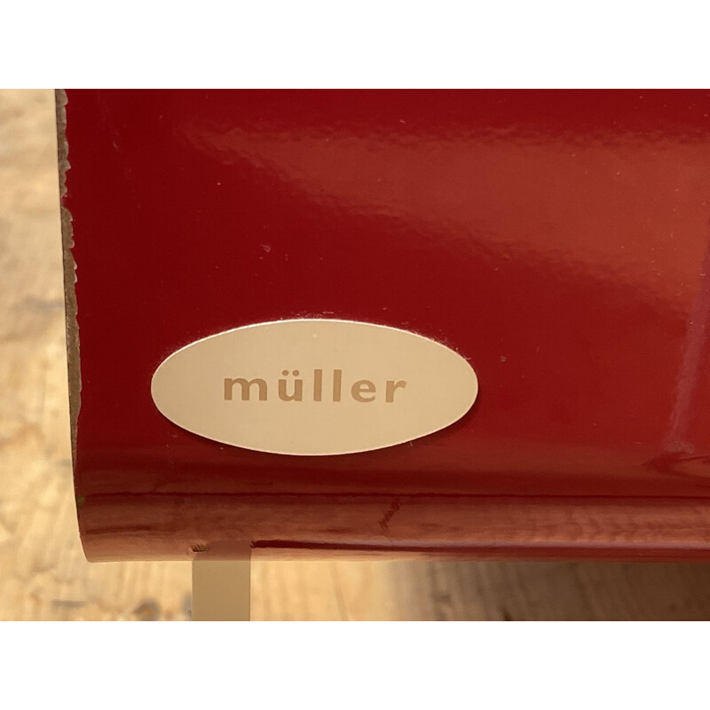 Enfilade vintage en métal laqué rouge par Müller Möbelfabrikation 1990