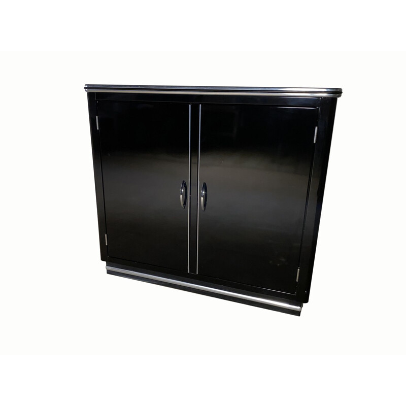 Vintage highboard SB122 Metal black lacquerd by Müller Möbelfabrikation, 1990s