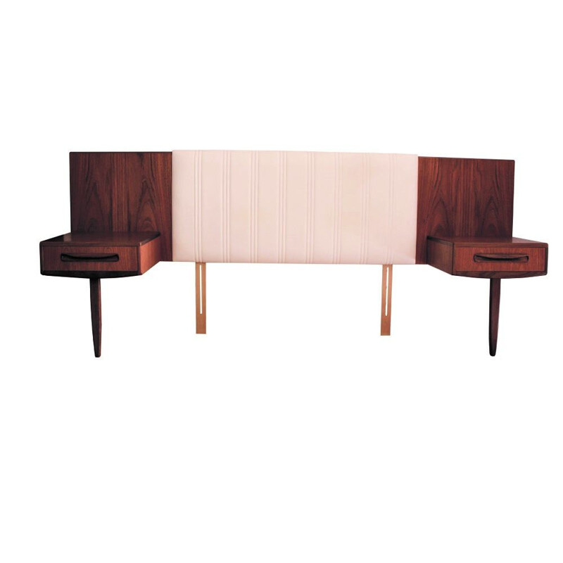 Mid Century Teak Headboard with 2 Floating Bedside tables by V B Wilkins, G Plan Fresco 1960s