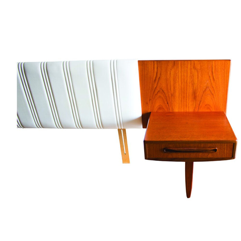 Mid Century Teak Headboard with 2 Floating Bedside tables by V B Wilkins, G Plan Fresco 1960s