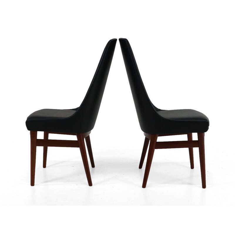 Pair of Danish highback chairs in black leatherette - 1960s