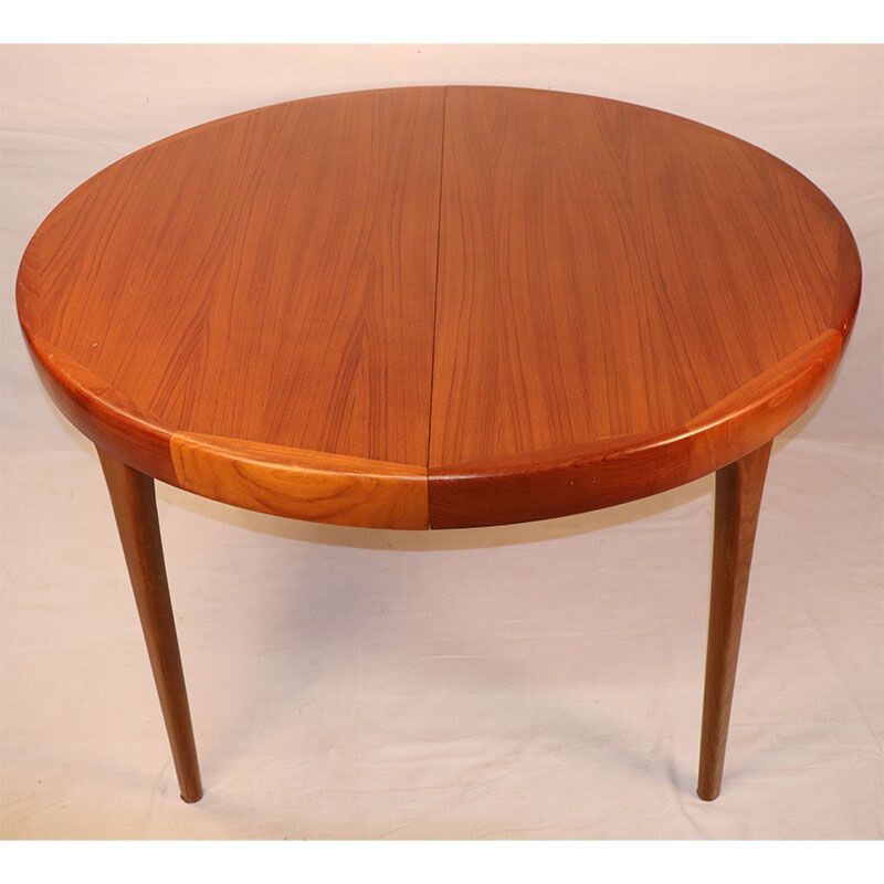 Table ronde vintage extensible en teck scandinave 1960