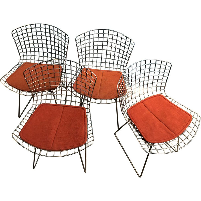 Lot de 4 chaises vintage side de Harry Bertoia pour Knoll
