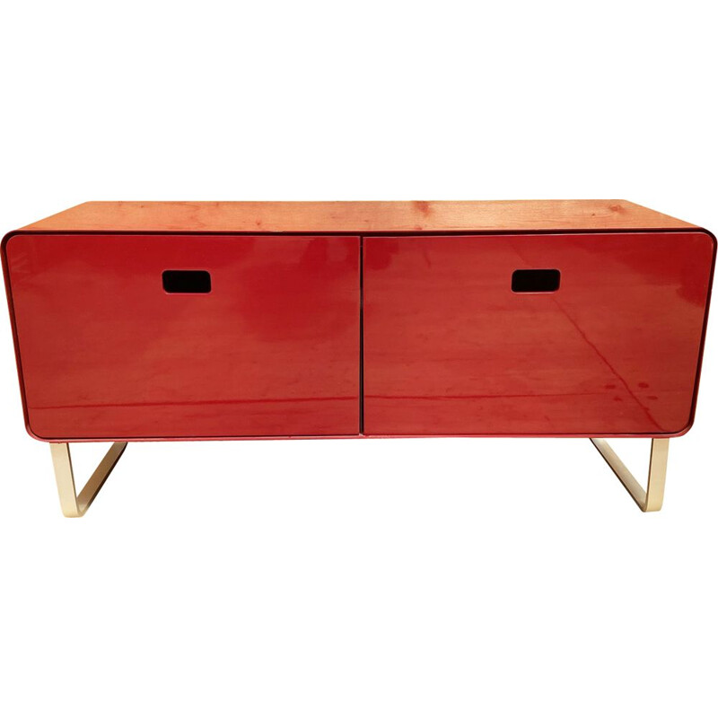 Vintage Sideboard red laquered Metal by Müller Möbelfabrikation, 1990s