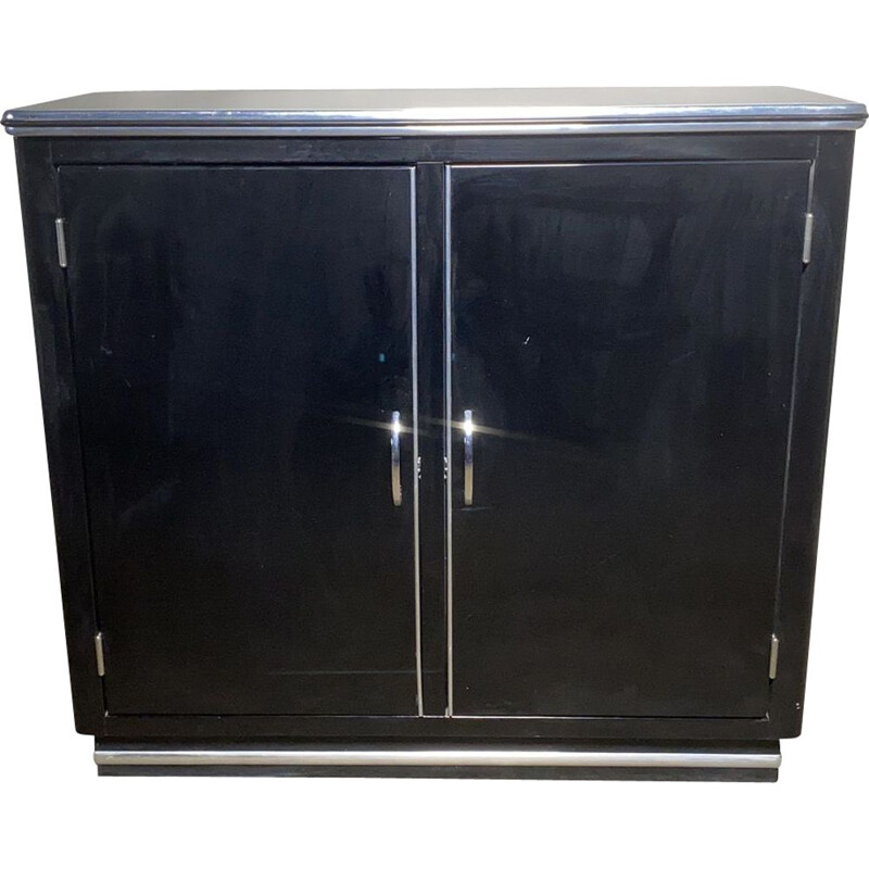 Buffet vintage SB122 Métal laqué noir par Müller Möbelfabrikation 1990