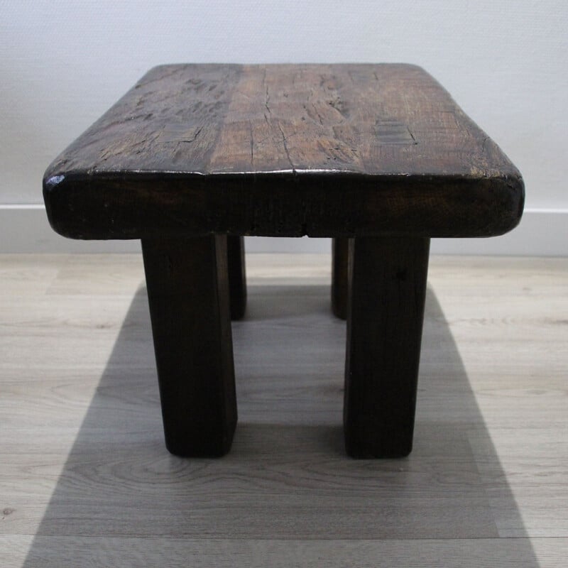 Mid-Century Brutalist robust oak side table, 1960s