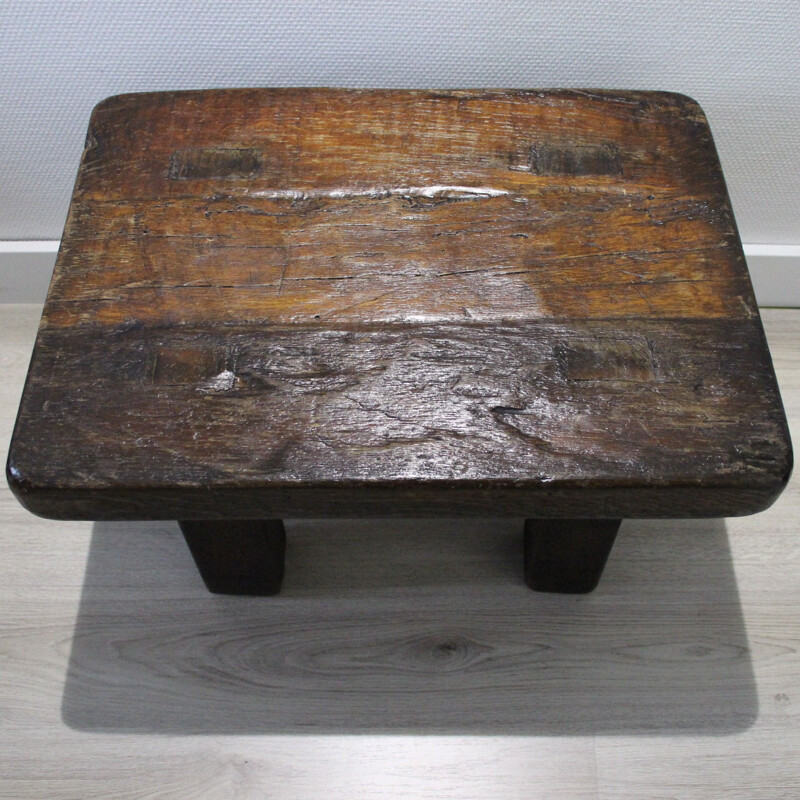 Mid-Century Brutalist robust oak side table, 1960s