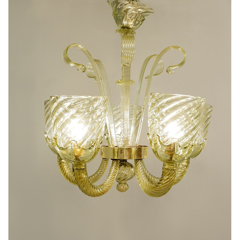 Vintage 6-light chandelier in Murano Glass, 1930