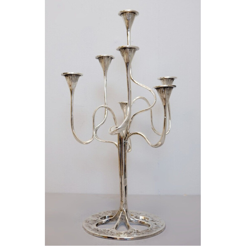 Pair Of 7 Vintage Silver Plated Branch Candle Holders By Giara- Italy