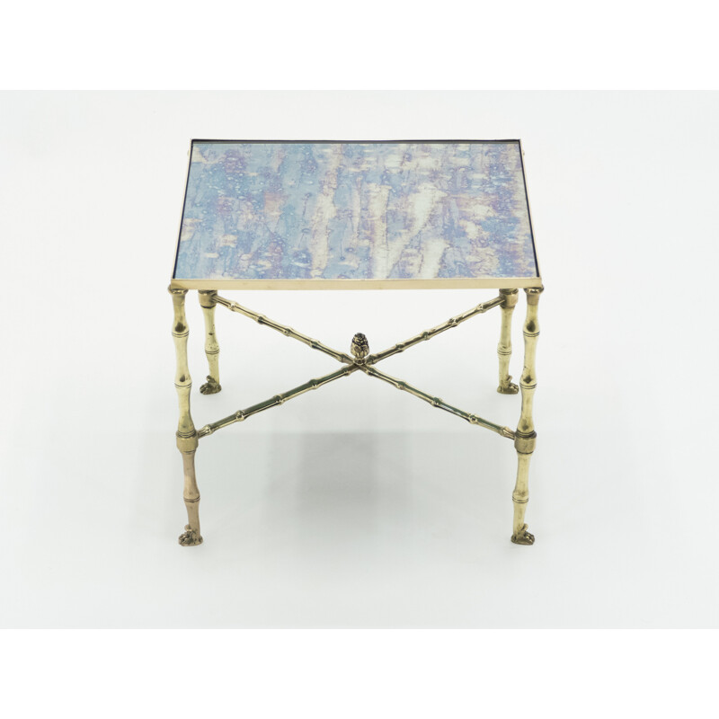 Pair of vintage brass and mirror sofa end tables by Maison Jansen, 1960