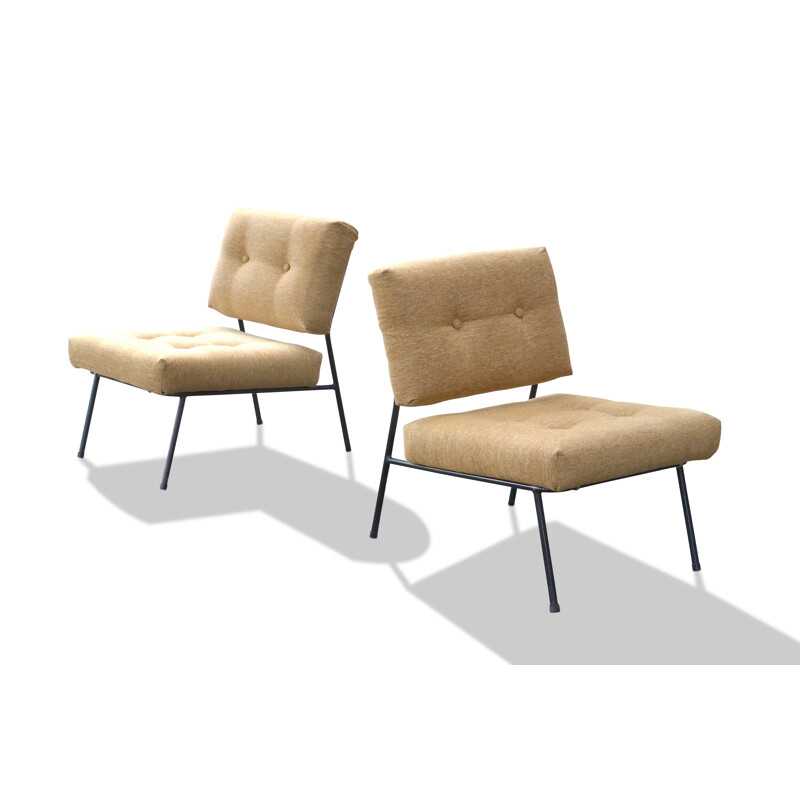 Pair of Pierre Guariche vintage armchairs Airborne edition