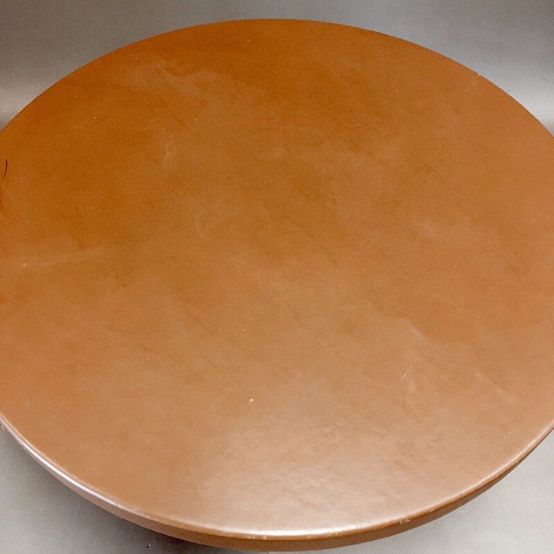 Table vintage cuir et aluminium 1950