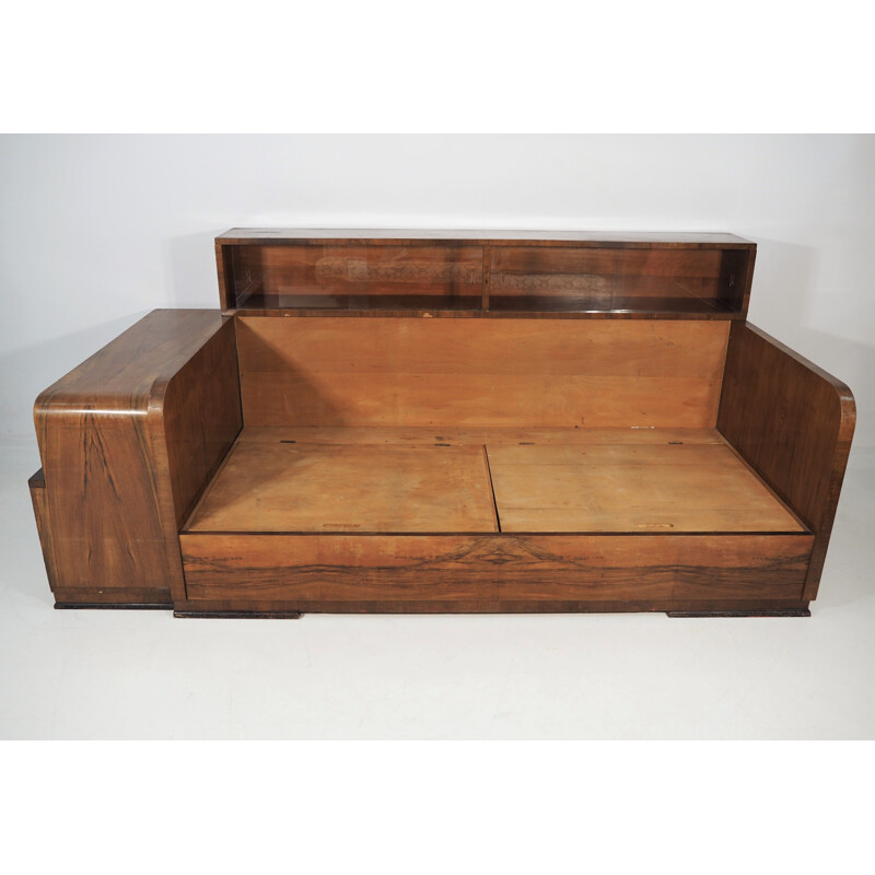 Vintage Sofa, Walnut Art Deco 1950s