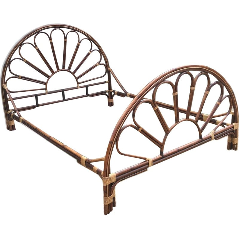 Vintage bamboo rattan bed 